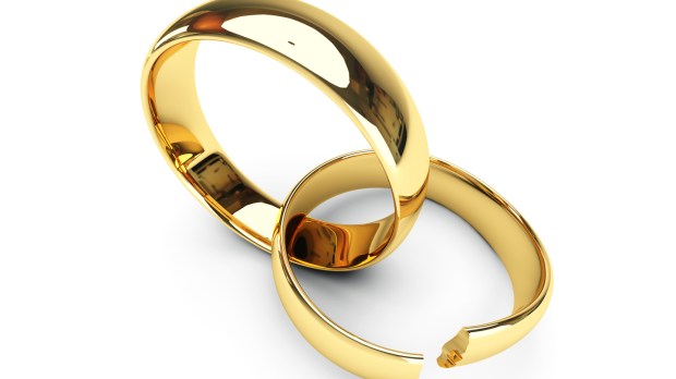 Isolated broken gold wedding rings