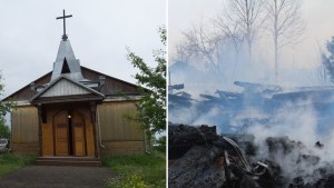 Spalony kościół na Syberii