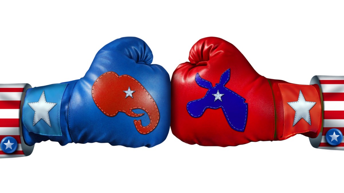 WEB3 DEMOCRATS REPUBLICANS FIGHT POLITICS BOXING GLOVES Shutterstock