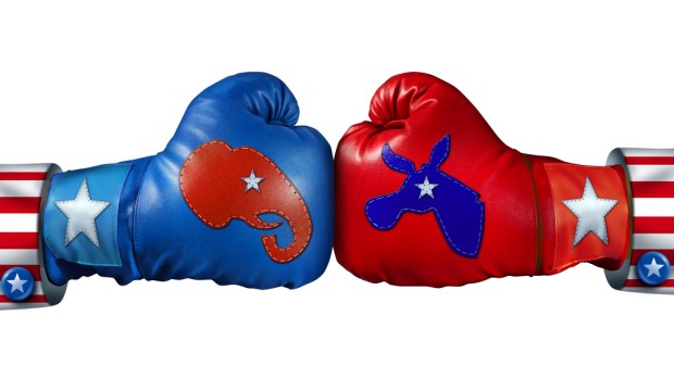 WEB3 DEMOCRATS REPUBLICANS FIGHT POLITICS BOXING GLOVES Shutterstock