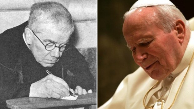 Z lewej o. Dolindo, z prawej św. Jan Paweł II