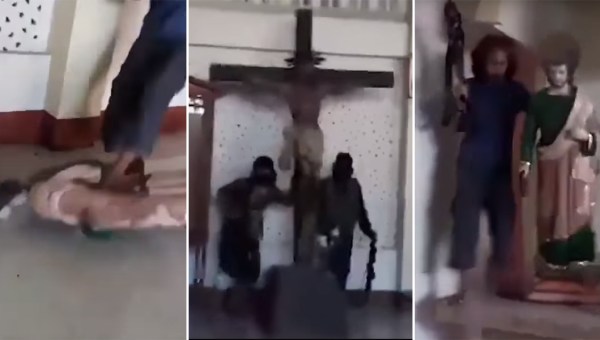 Żołnierze Państwa Islamskiego niszczą kościół w Marawi w Filipinach