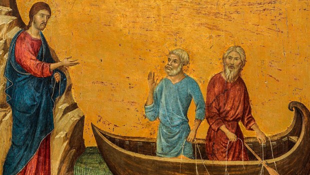 JESUS AND PETER,FISHING BOAT
