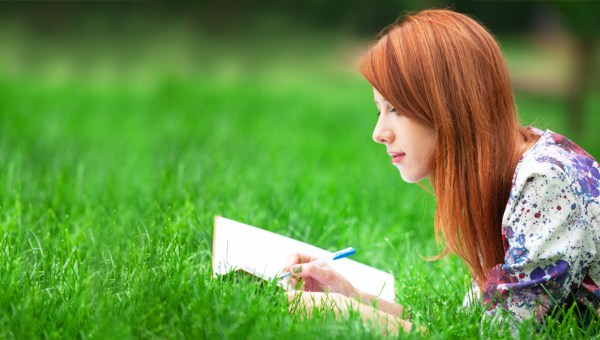 WOMAN,PARK,JOURNAL