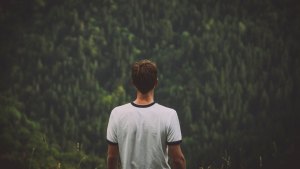 YOUNG MAN OVER A FOREST