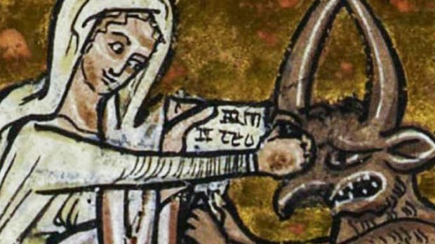 MARY PUNCHING THE DEVIL