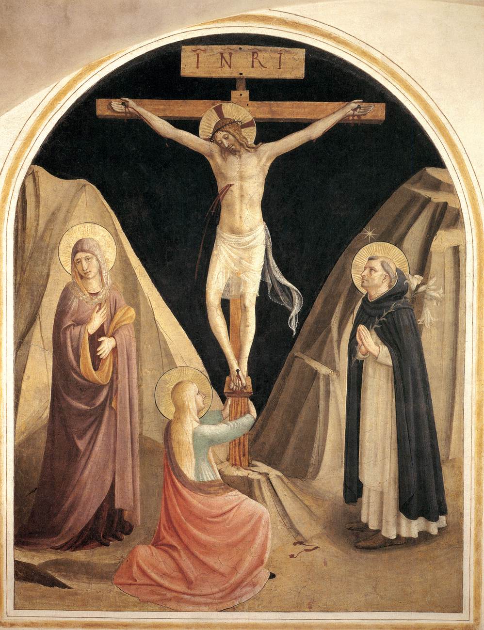 FRA ANGELICO; SAN MARCO; CRUCIFIXION; VIRGIN; MARY MAGDALEN; ST DOMINIC