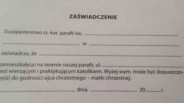 FAŁSZYWE ZAŚWIADCZENIA KOŚCIELNE