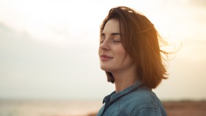 Woman, Closed eyes, Smile