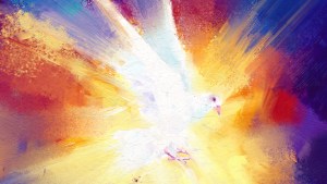 kolorowy obraz Ducha Świętego w postaci gołębicy