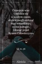 Czuwajcie więc i módlcie się w każdym czasie, abyście mogli uniknąć tego wszystkiego, co ma nastąpić, i stanąć przed Synem Człowieczym. Łk 21,36