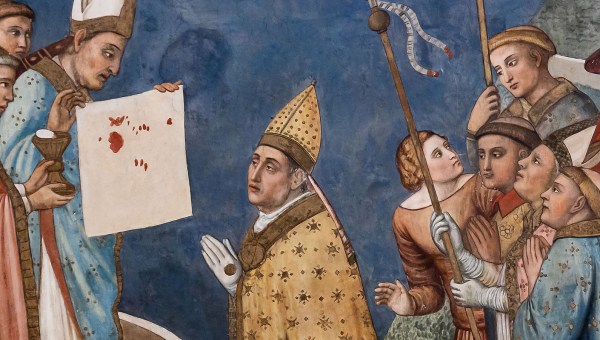 fresk przedstawiający cud eucharystyczny w Bolsenie