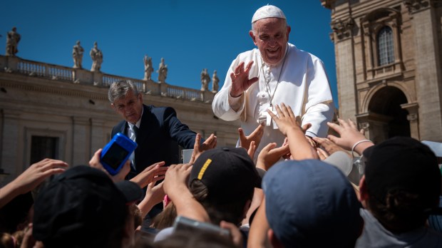 Pope Francis during his weekly general audience in St. Peter's square at the Vatican