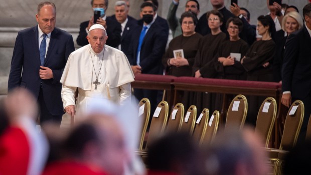 Pope Francis leads a mass for the Solemnity of Saints Peter and Paul