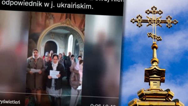 Ukraińscy prawosławni śpiewają w cerkwi pieśń "My chcemy Boga" po polsku