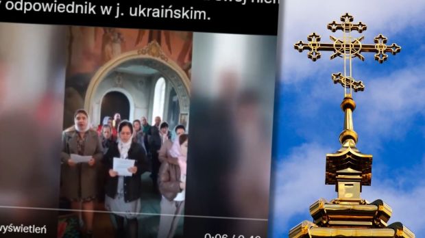 Ukraińscy prawosławni śpiewają w cerkwi pieśń "My chcemy Boga" po polsku