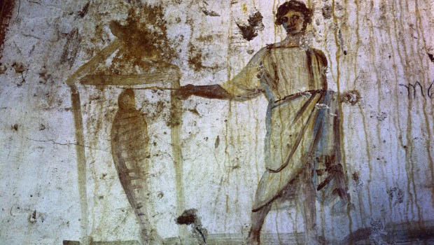 Wskrzeszenie Łazarza - fresk w rzymskich katakumbach