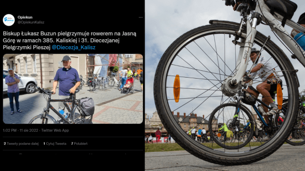 biskup Łukasz Buzun bierze udział w pielgrzymce rowerowej na Jasną Górę