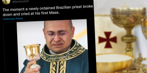 Neoprezbiter podnosi kielich i&#8230; płacze! To jego pierwsza msza [WIDEO]