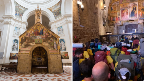 Pielgrzymi przybywają do kaplicy Porcjunkuli 2 sierpnia 2022