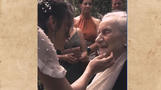 Noiva chora com surpresa da avó