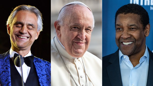 Pope-Francis-Andrea-Bocelli-Denzel-Washington