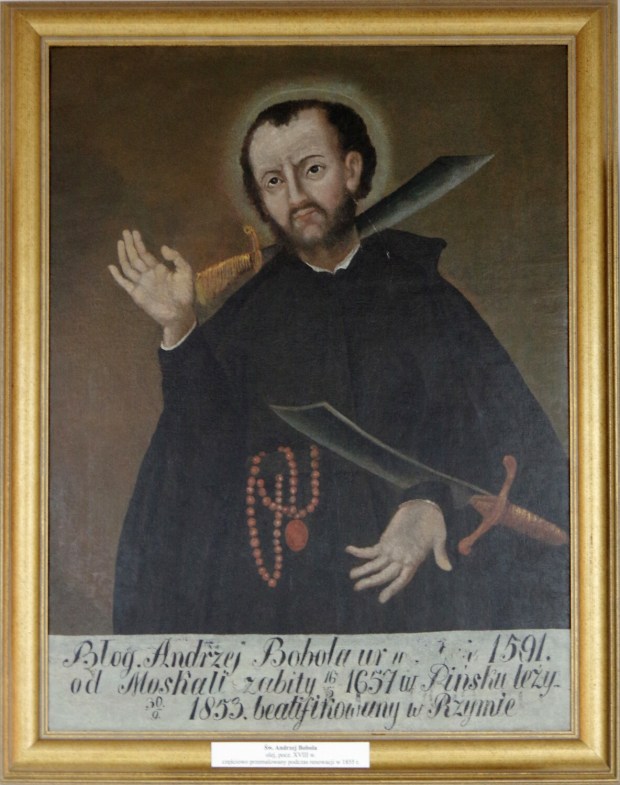 Obraz Andrzeja Boboli z XVIII wieku, wystawiony w muzeum w sanktuarium przy ul. Rakowieckiej w Warszawie