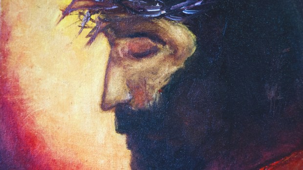 Chrystus w koronie cierniowej na obrazie olejnym