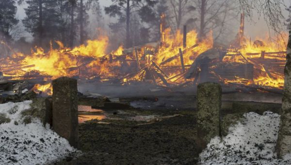 Podpalony kościół w Finlandii