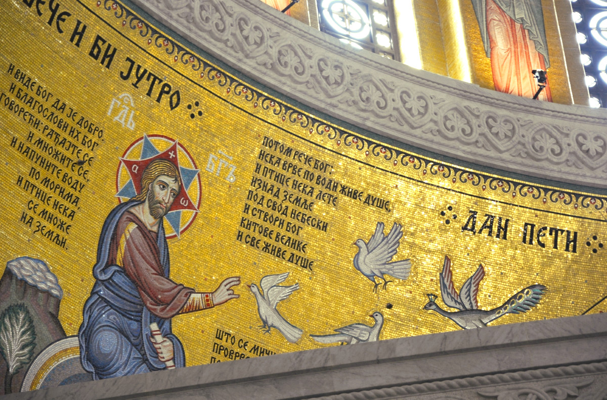 Jezus Chrystus na mozaice w belgradzkiej świątyni