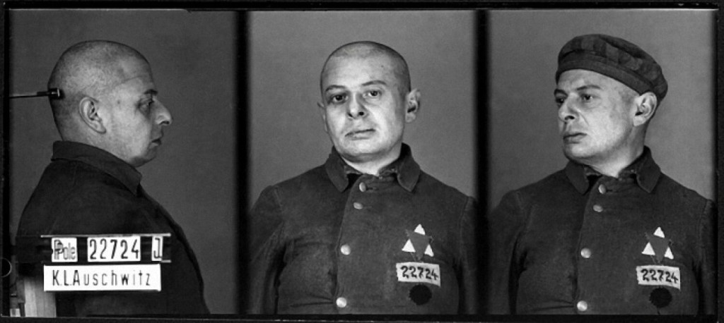 Zdjęcie więźnia wykonane przez Wilhelma Brasse w obozie w Auschwitz