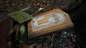 Zniszczone kapliczki w lesie na Stadionie w Kielcach