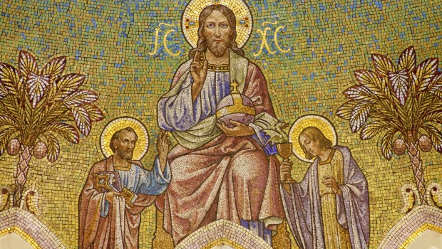 Jezus Chrystus i apostołowie Piotr i Jan