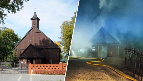 Pożar zabytkowego kościoła w Chynowie