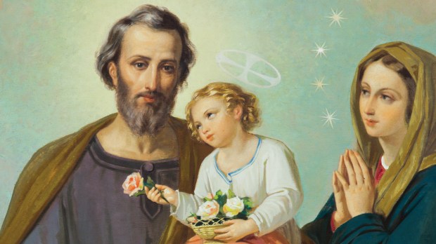 Święty Józef z małym Jezusem i Maryją