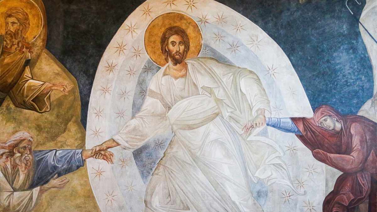 Chrystus zstępujący do piekieł w Wielką Sobotę i ratujący Adama i Ewę
