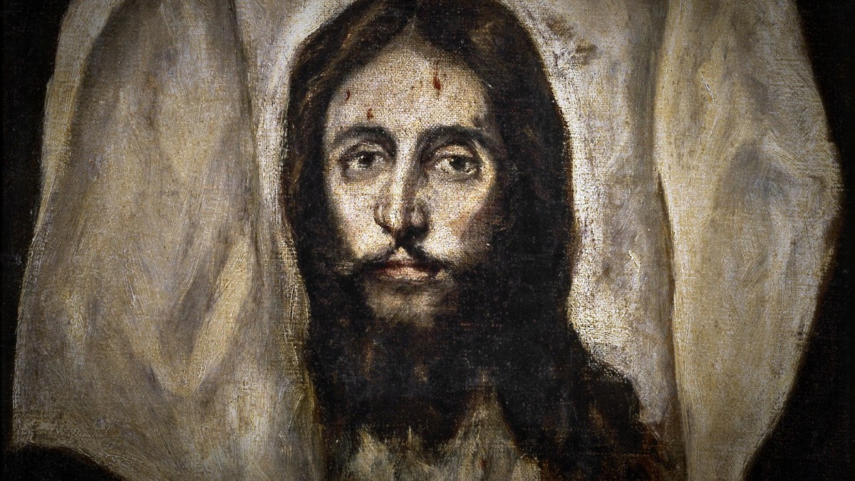Stacja 6 Drogi Krzyżowej: Święta Weronika ociera twarz Jezusowi