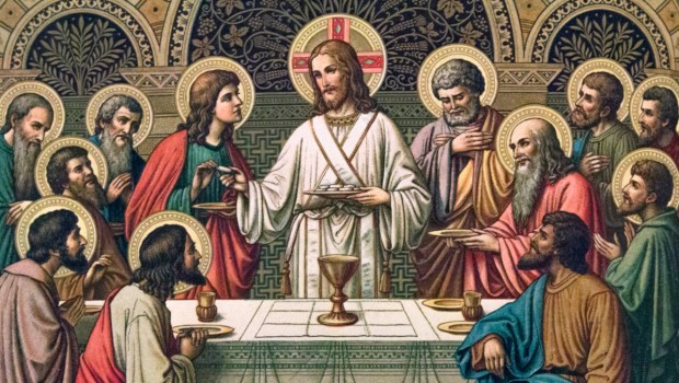 Chrystus rozdaje swoje Ciało pod postacią chleba podczas Ostatniej Wieczerzy