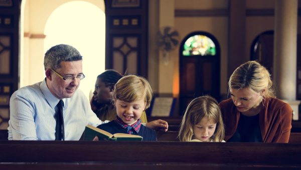 family-church-pray