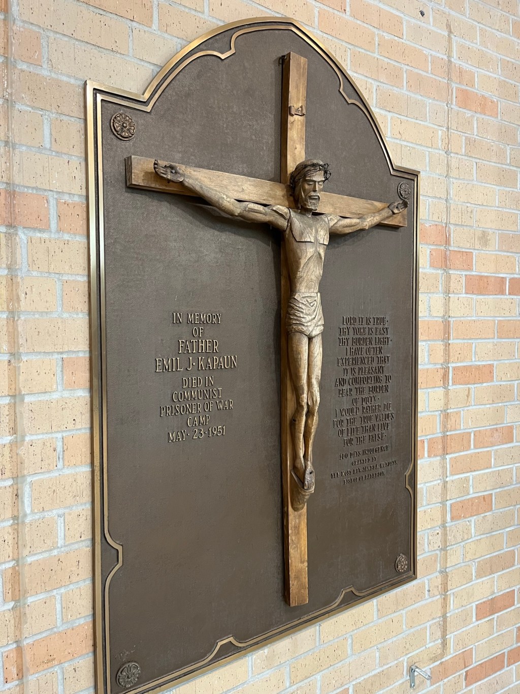 Original crucifix made in honor of Fr. Kapaun