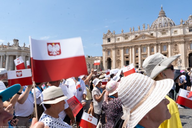 During Pope Francis Angelus prayer.