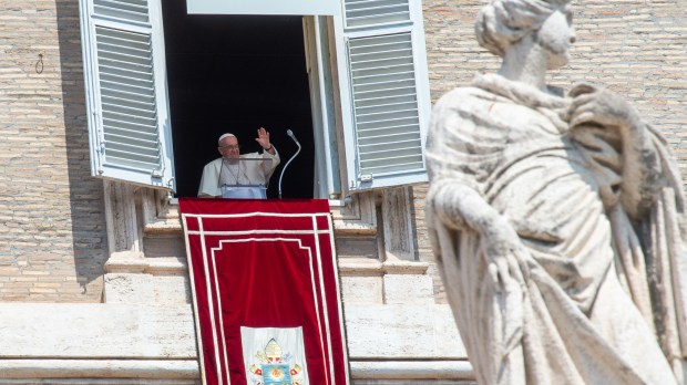 During Pope Francis Angelus prayer