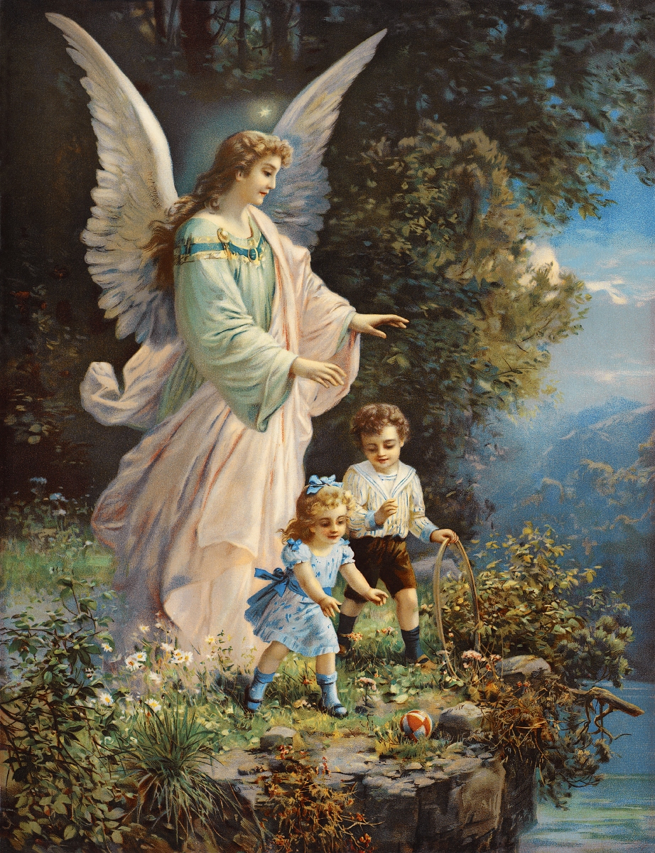 Anioł stróż pilnuje dzieci