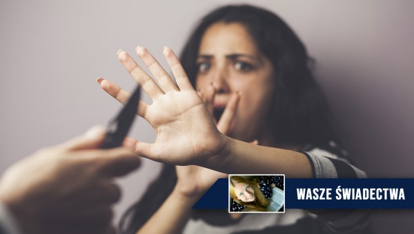 Kobieta broni się przed napastnikiem z nożem w ręce