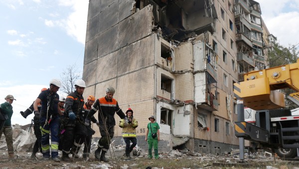 Bombed apartment building in Kryvyi Rih, Ukraine