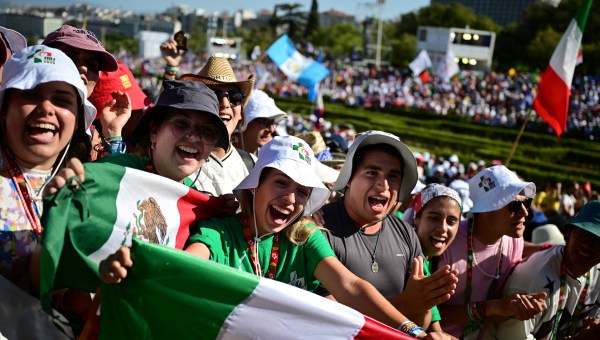 Pope Francis attends the welcoming ceremony of World Youth Day