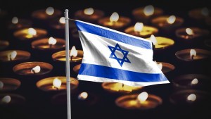 Israel flag with prayer candles
