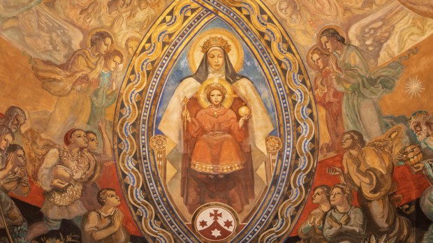 Fresk przedstawiający św. Teresę od Dzieciątka Jezus w Barcelonie