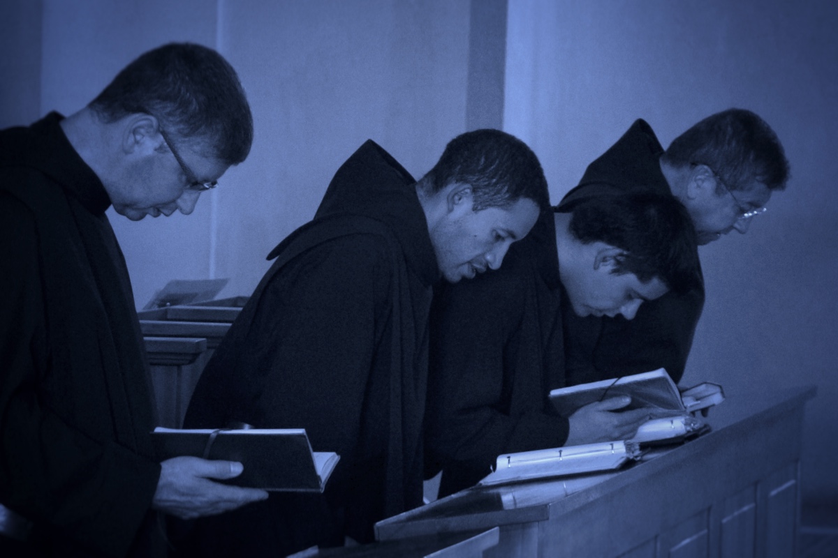 Benedictine monks praying