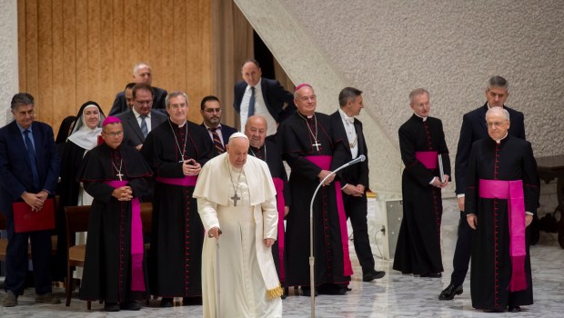 Pope Francis during his weekly general audience in Paul VI Hall at the Vatican